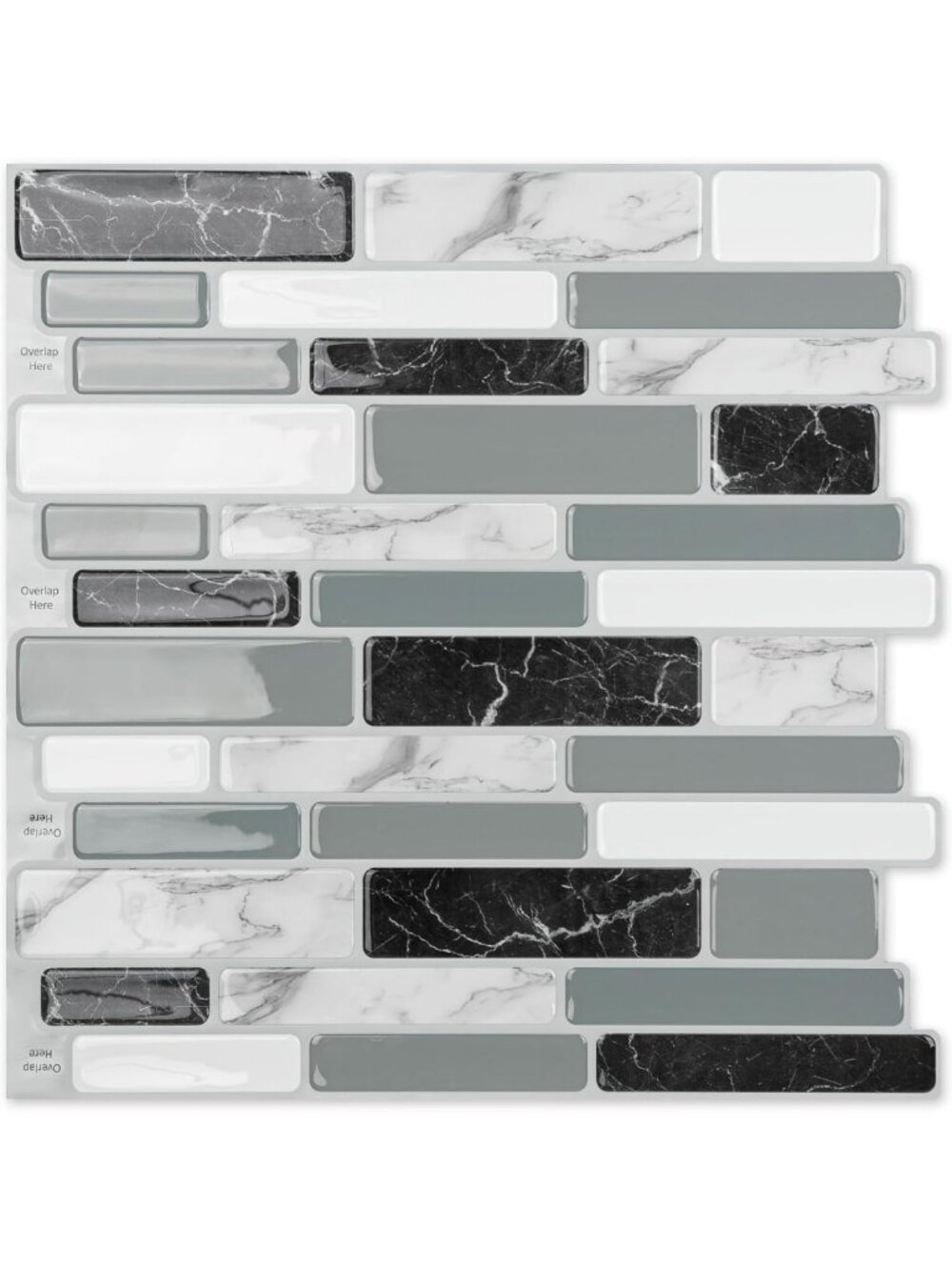 Peel and Stick Marble Grey Backsplash Tiles - 20 Self-Adhesive 12"x12" Sheets